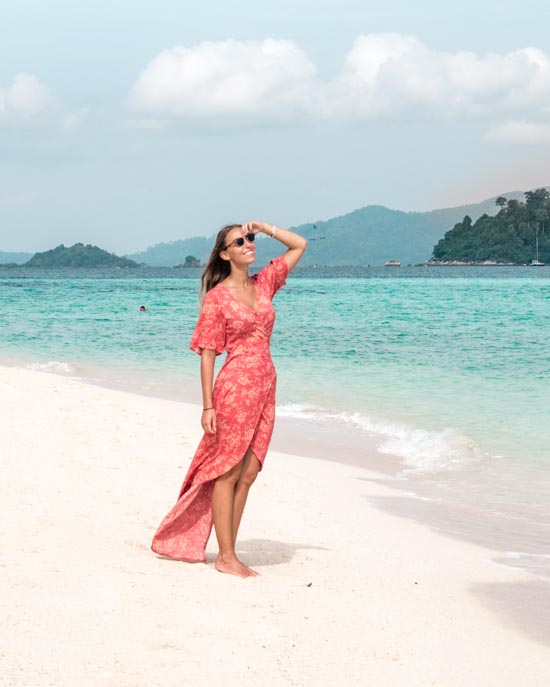 White sand and crystal blue water in Koh Lipe