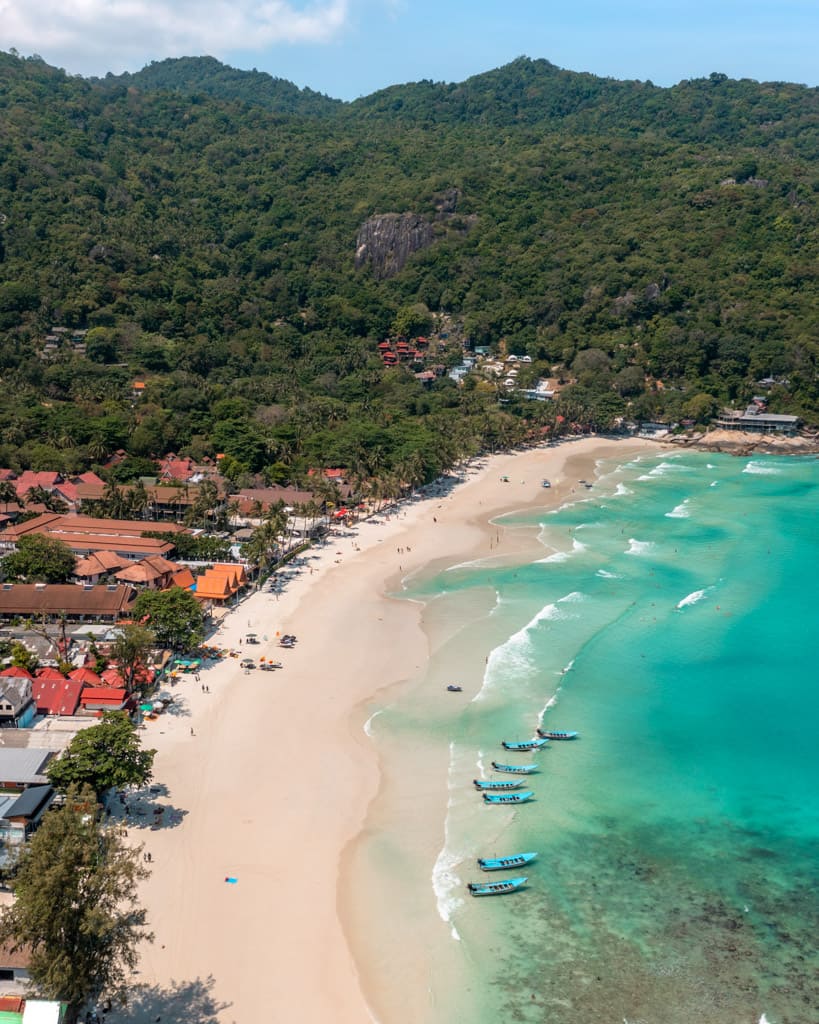 Haad Rin Beach drone photo looking towards north