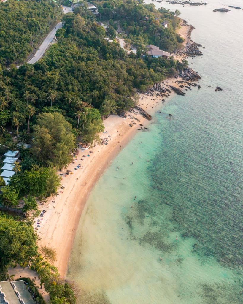 South-looking perspective from above on Secret Beach, Koh Phangan, Thailand