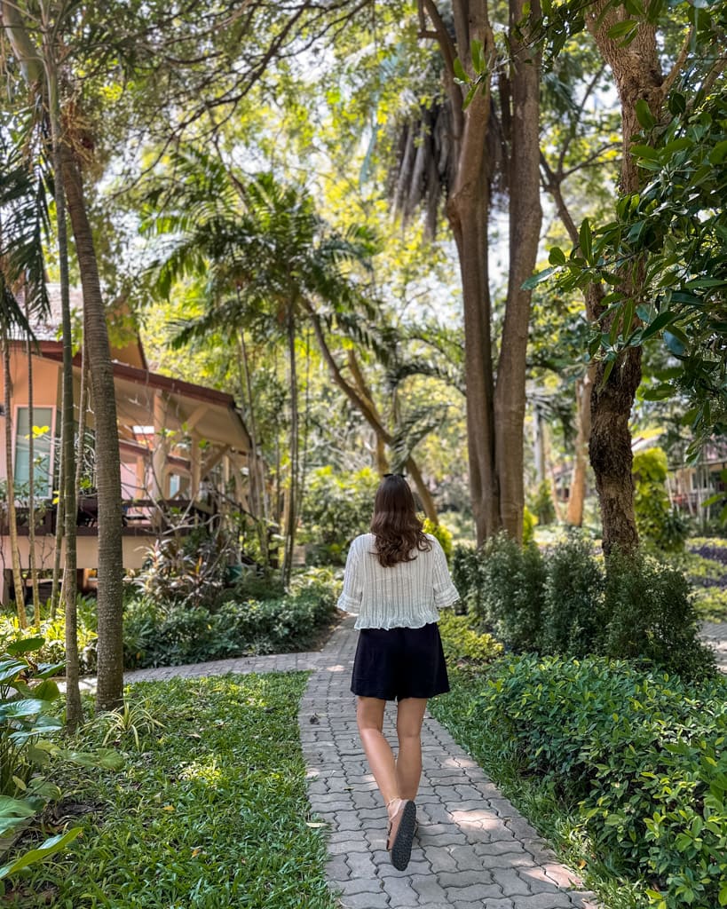 Victoria in the gardens at Palita Lodge in Koh Phangan