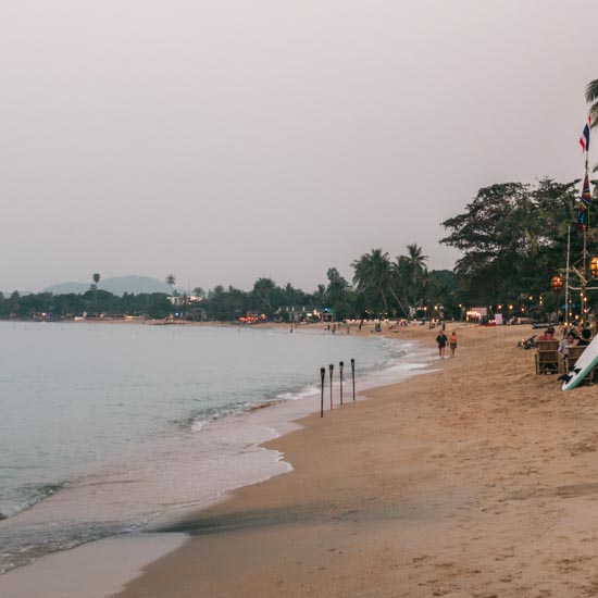Maenam Beach  on Koh Samui at dusk looking towards the east