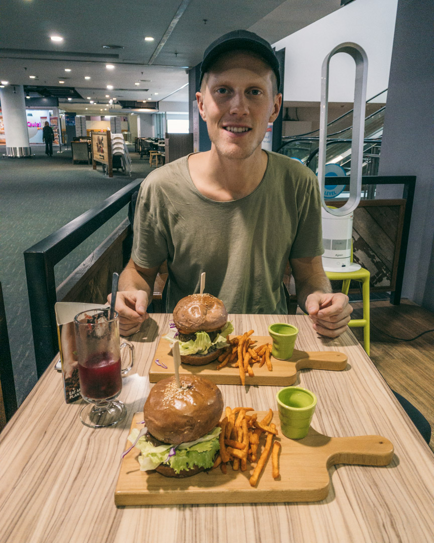 Vegan burgers at BMS Organics in KLIA2