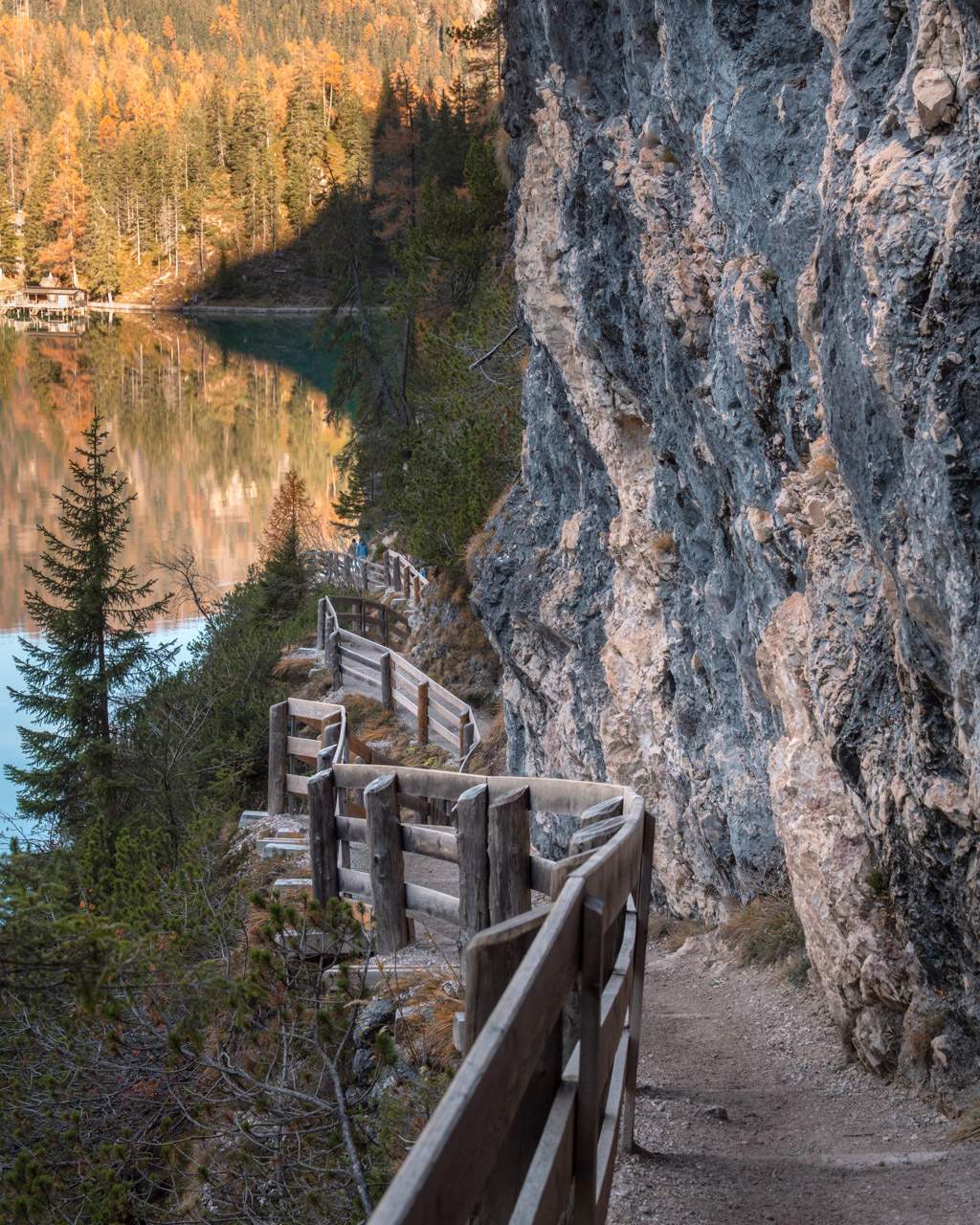 Stairs on the path at Lago di Braies