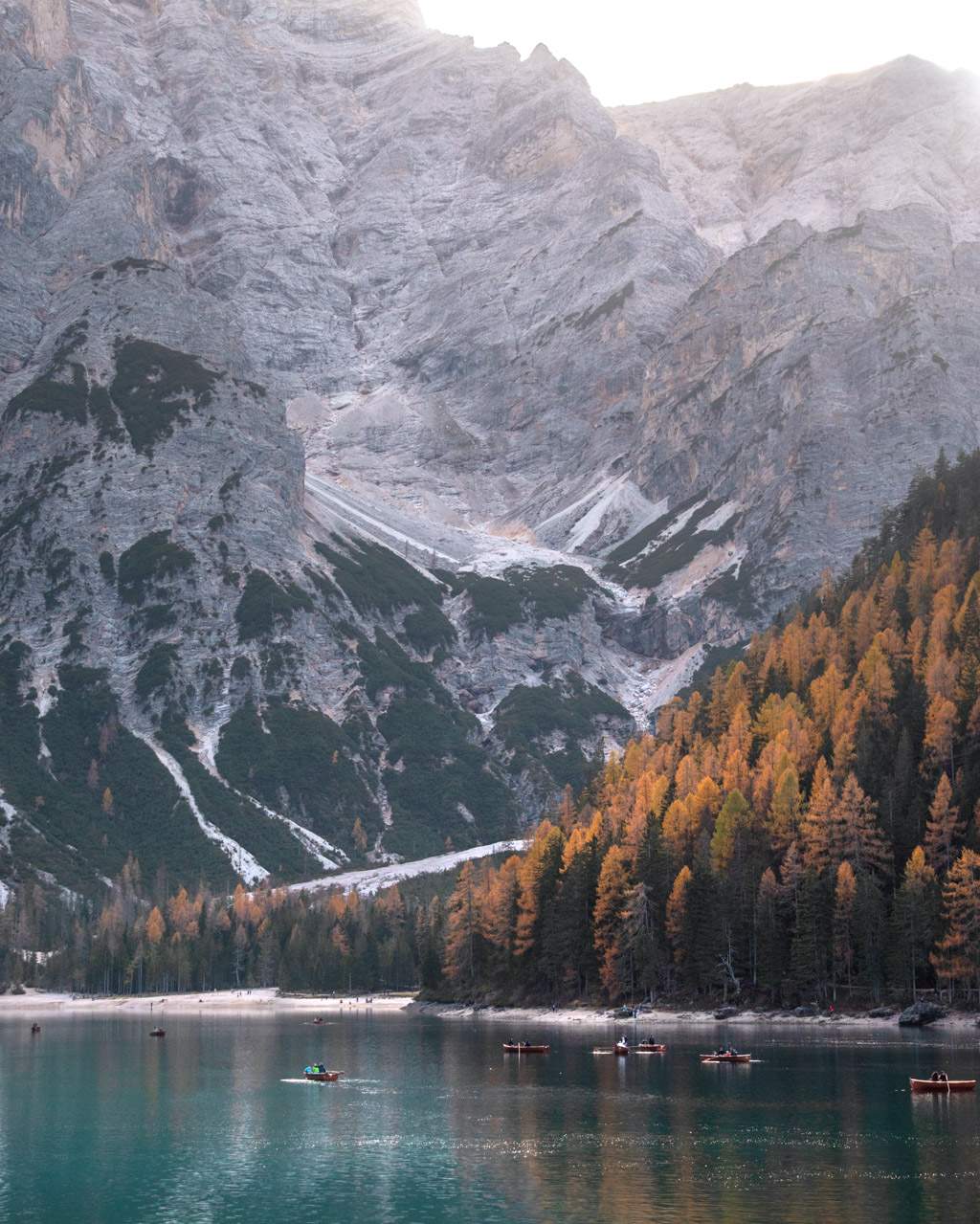 Lago di Braies with boats