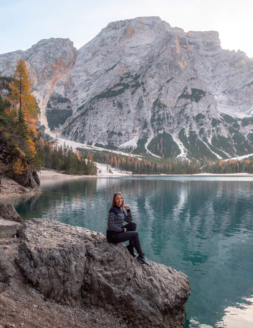 Victoria on a rock at Lago di Braies