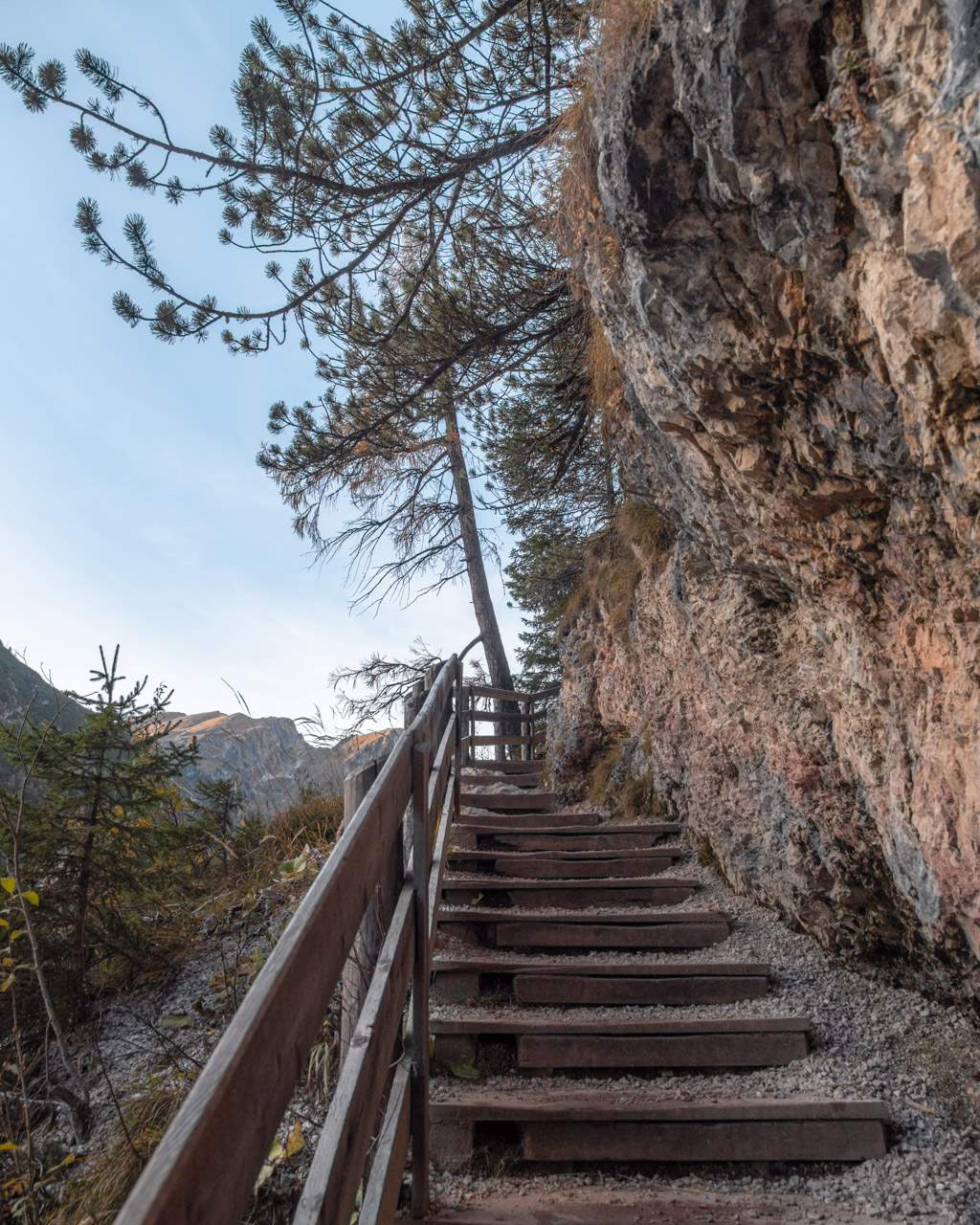 Stairs around Lago di Braies