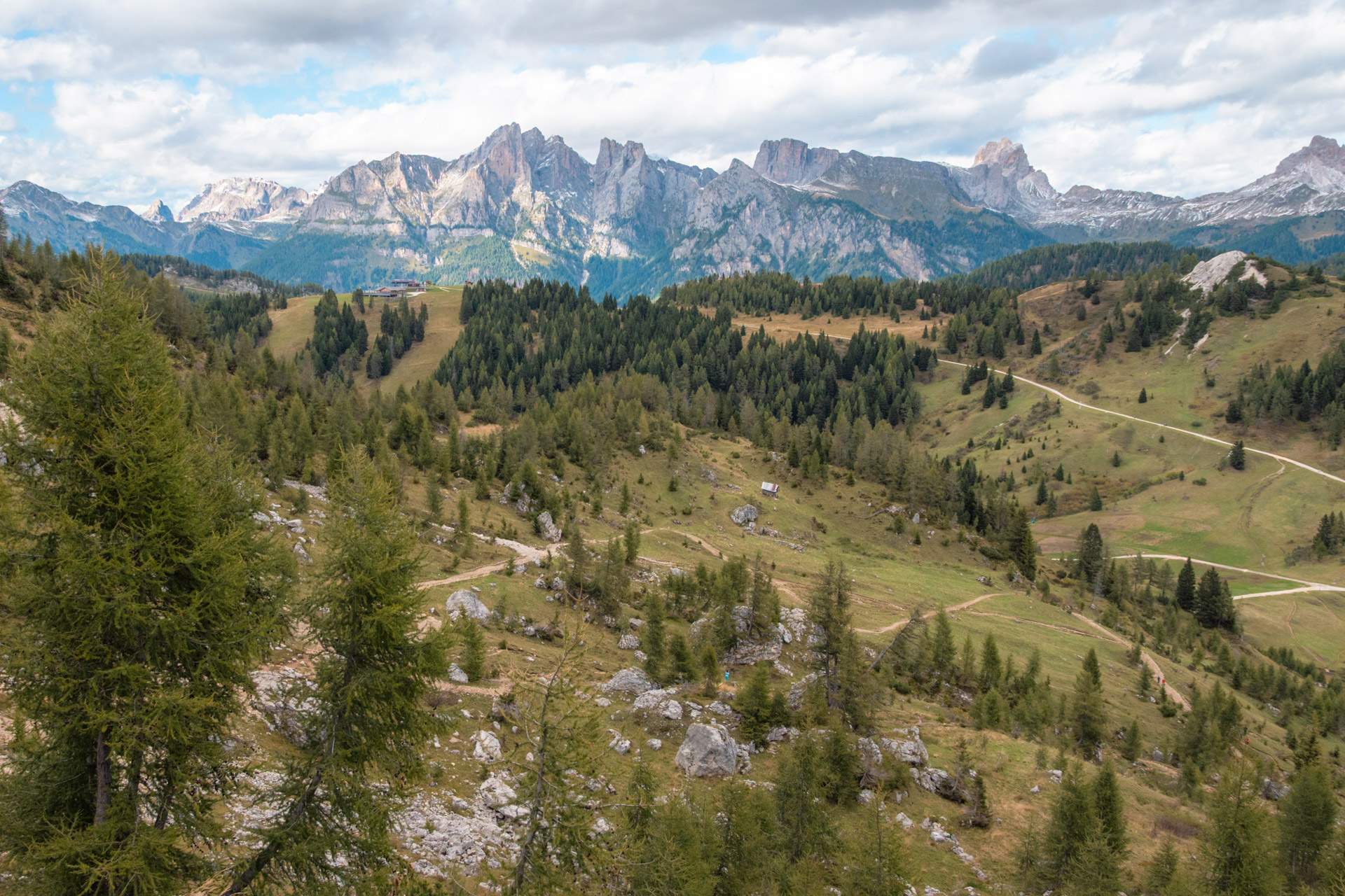 View along the route to Lago di Coldai in the Dolomites