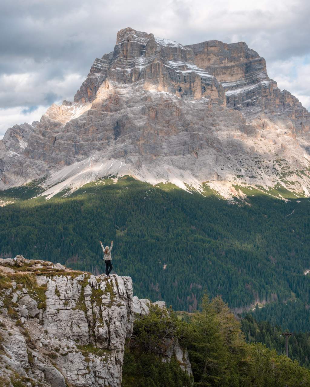 Victoria at a viewpoint in the Dolomites