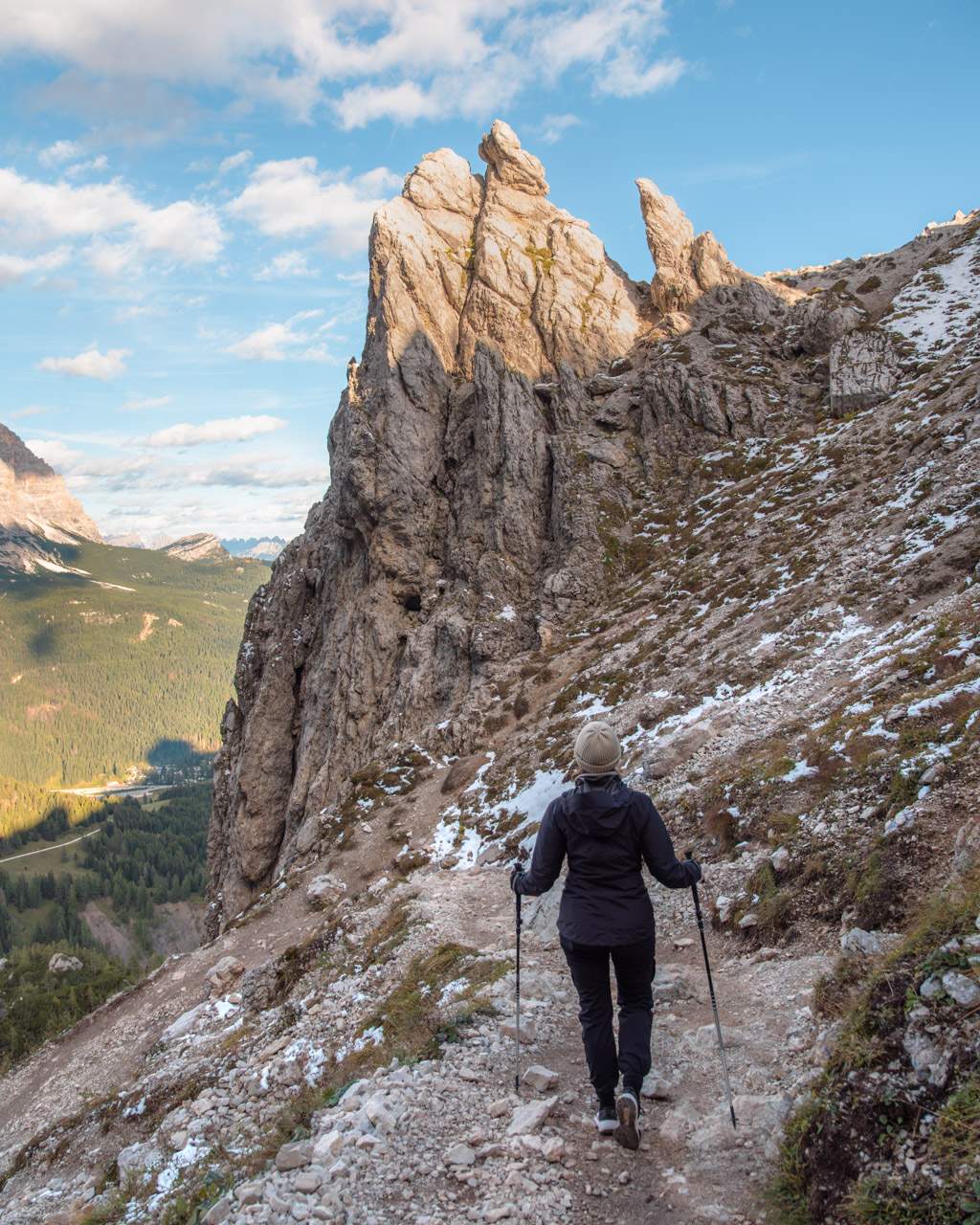 Victoria on the way to Lago di Coldai in the Dolomites