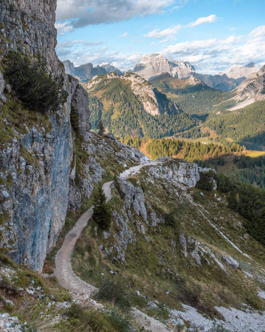 Trail to Lago di Coldai in the Dolomites