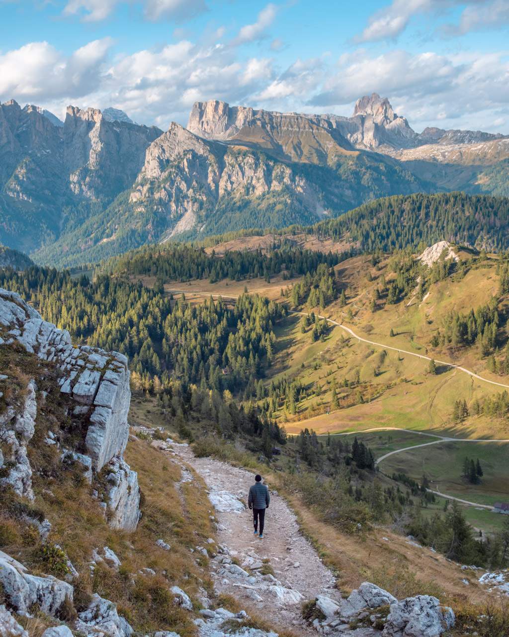 Alex on the path to Lago di Coldai in the Dolomites
