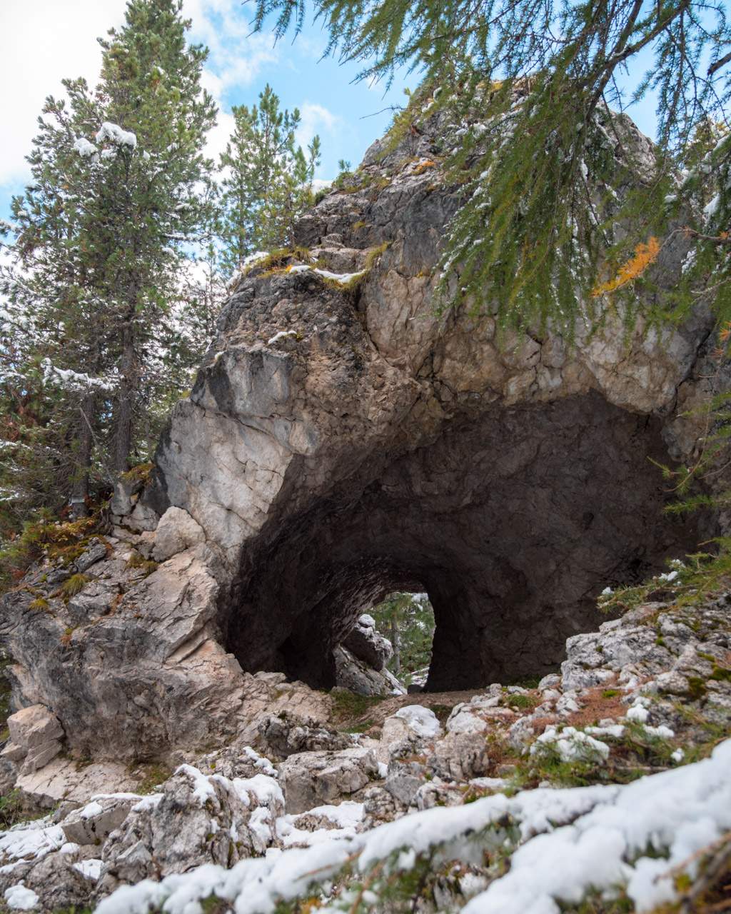 Caves in stone on the way to Lago di Limides