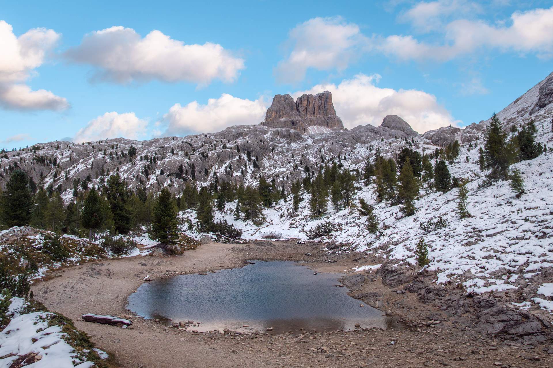 Lago di Limides without much water in autumn