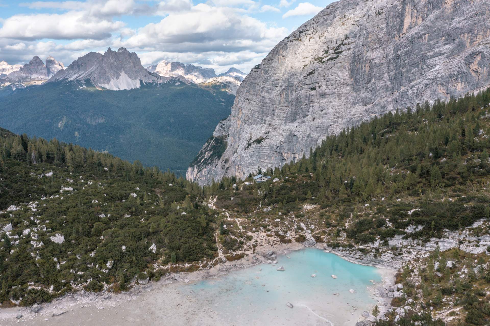 Drone image of Lago di Sorapis