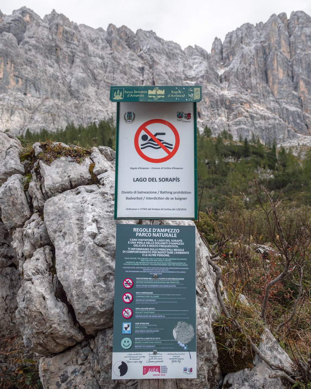 Swimming is prohibited at Lago di Sorapis