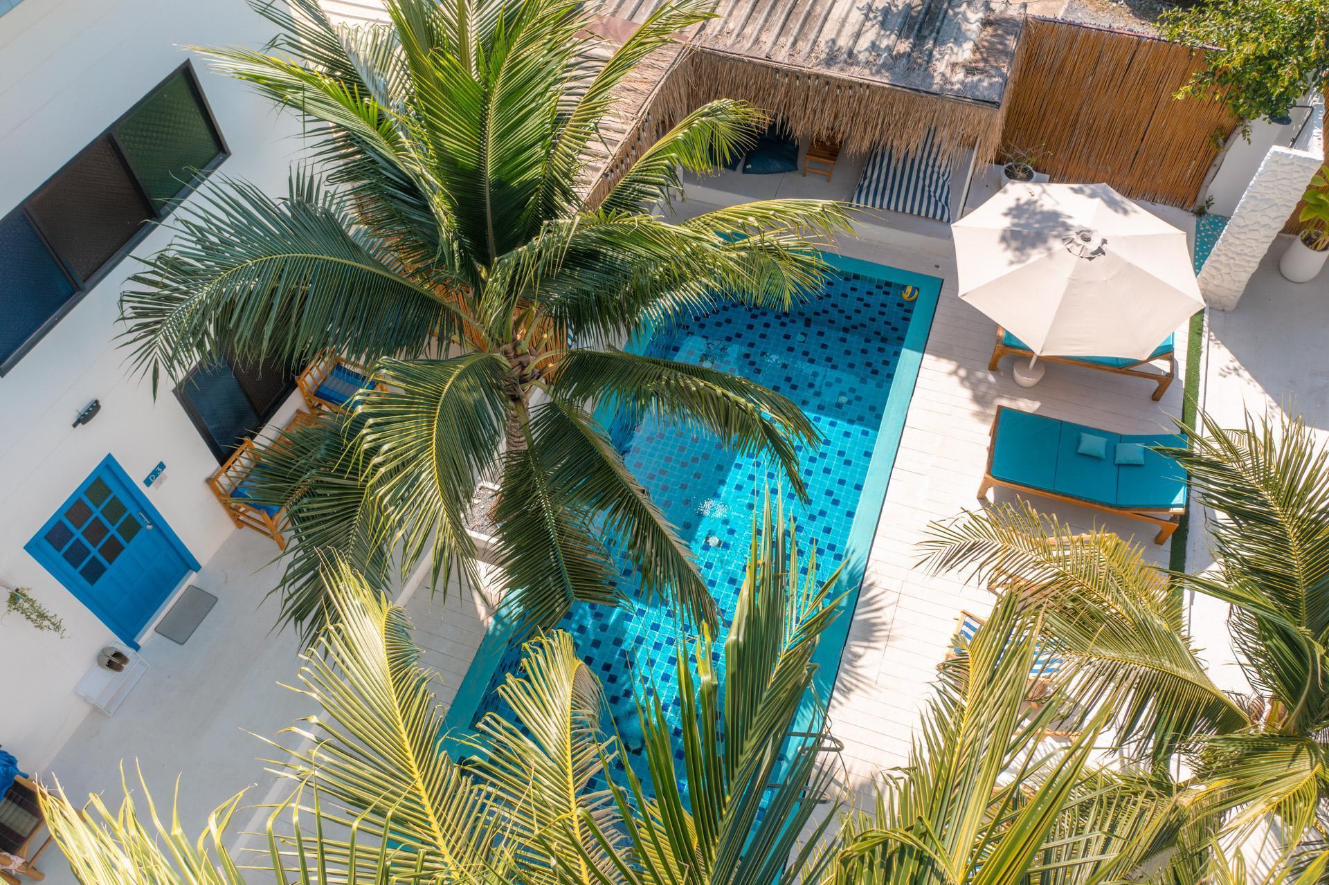 Lanta Secret House drone shot with pool