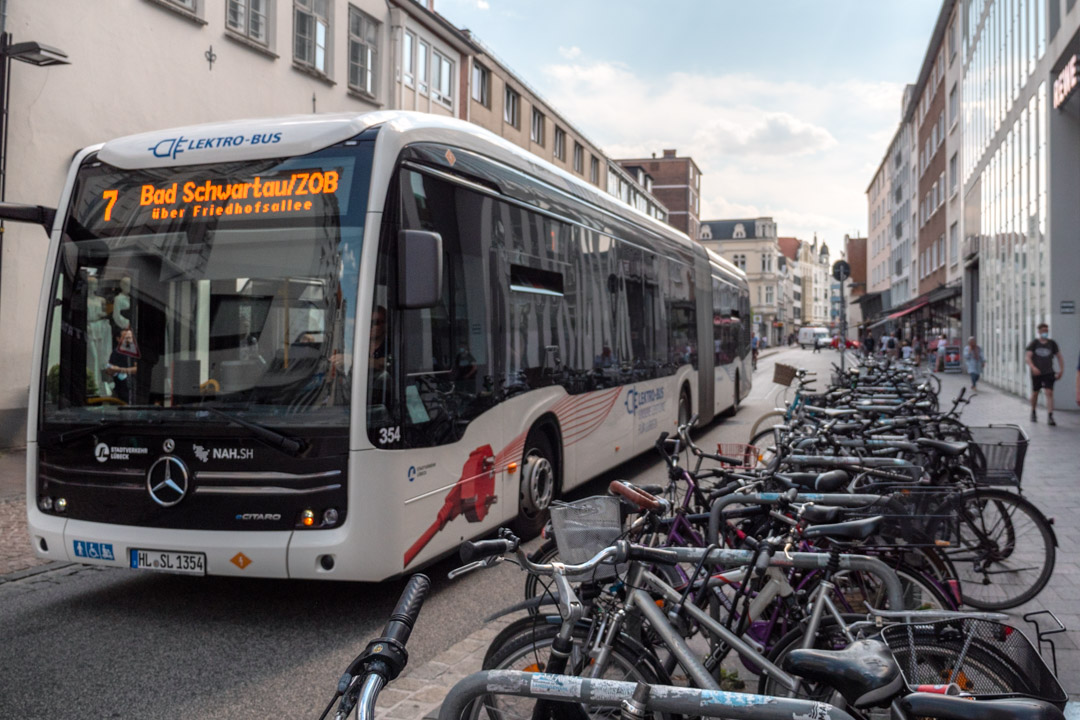 Bus and bicycles in Lübeck