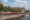 Lübeck Trave River with boat and church