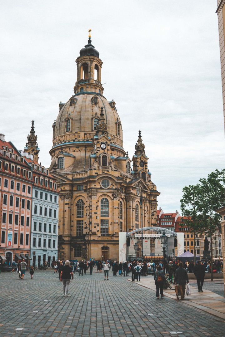 Frauenkirche church on the cosy square of Neumarkt