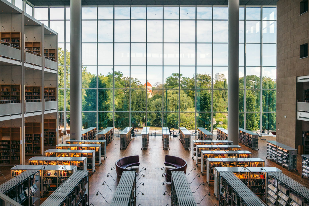The famous panorama window at Malmö City Library