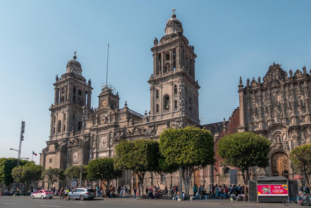 The Cathedral in Mexico City seen from the zocalo