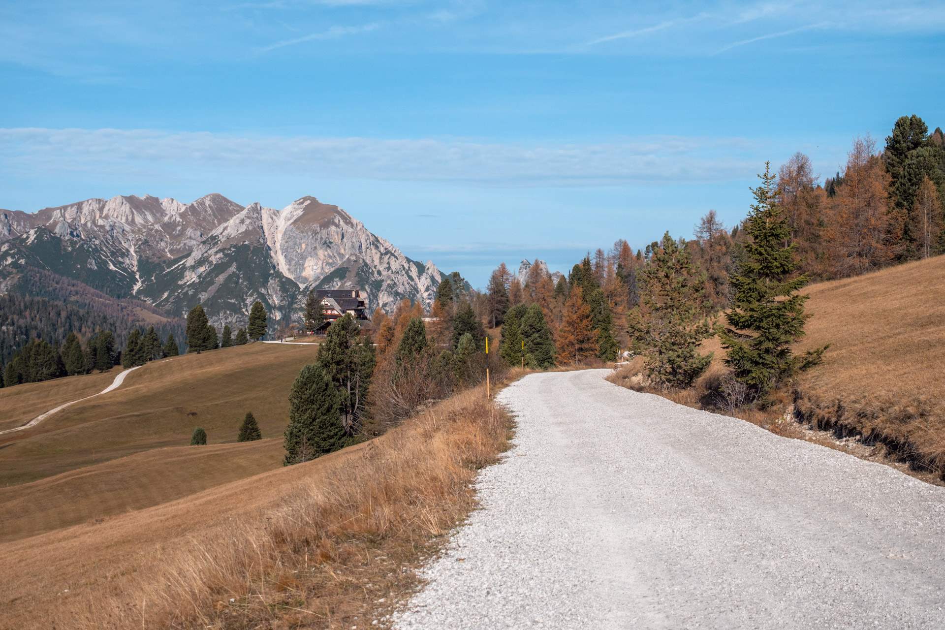 Gravel path to Monte Specie in the Dolomites