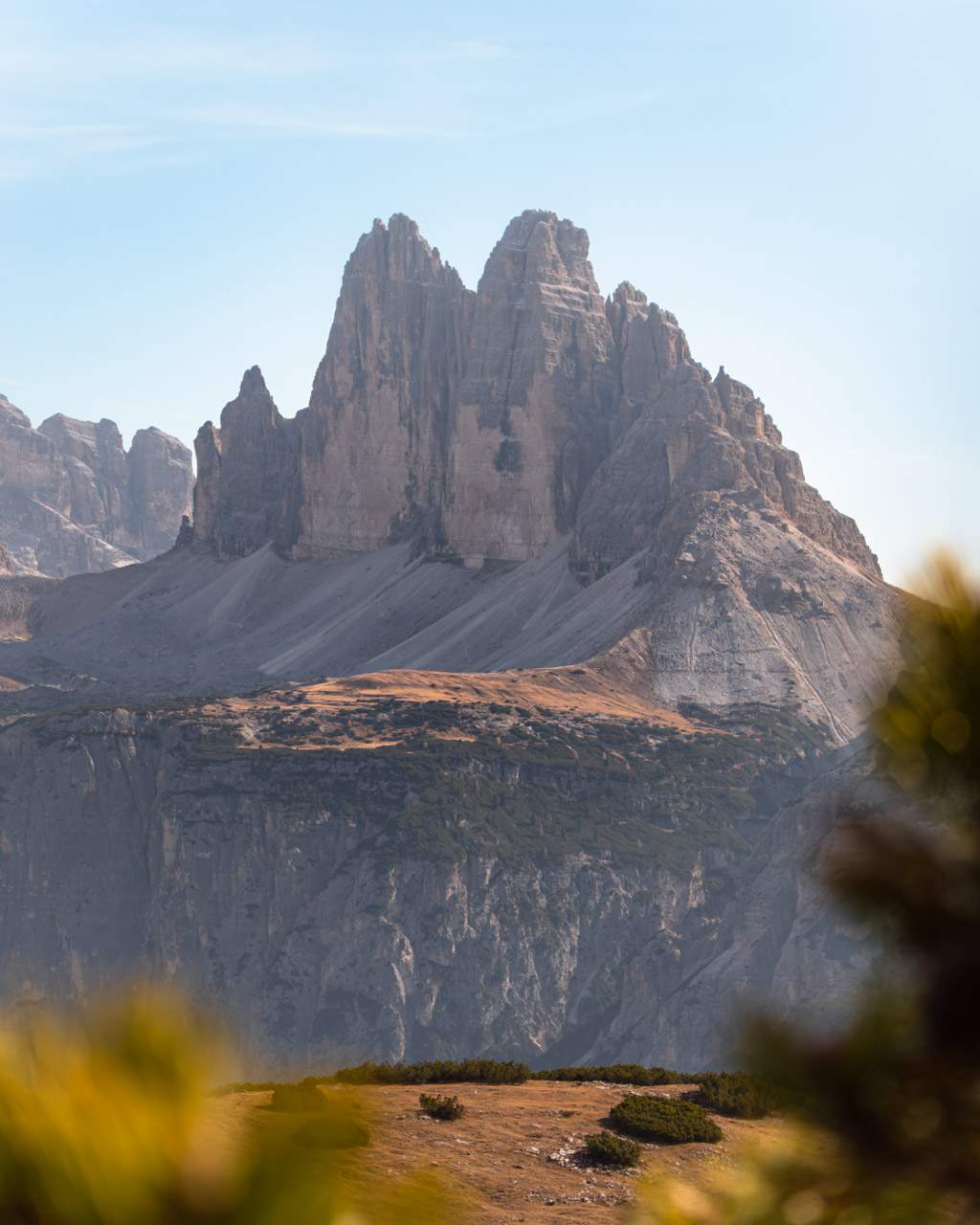 The Three Peaks (Tre Cime di Lavaredo) from Monte Specie in the Dolomites