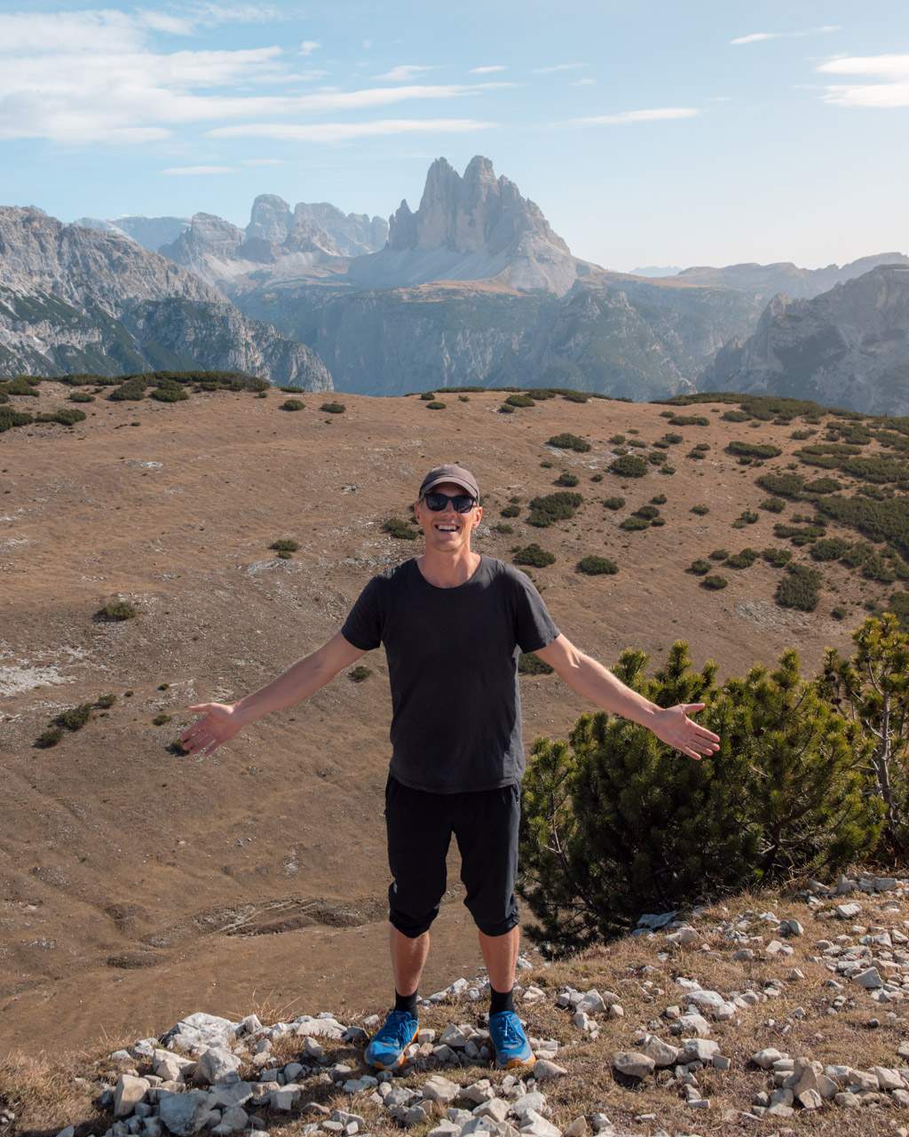 Alex on Monte Specie in front of Tre Cime