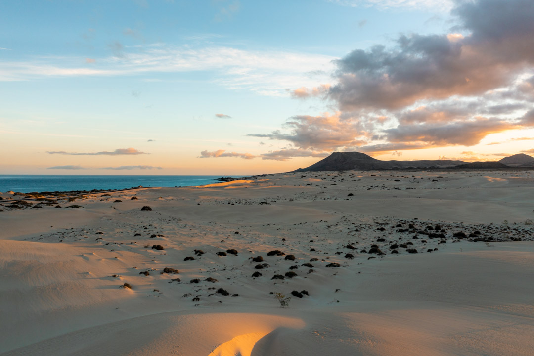 Fuerteventura desert, volcano and ocean