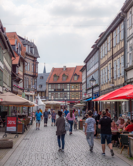 Main tourist road of Wernigerode in the Harz Mountains