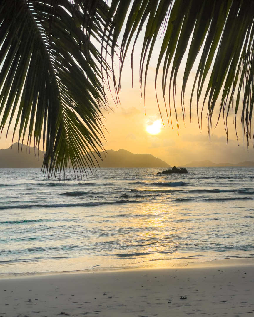 A sunset from Anse Severe beach on La Digue