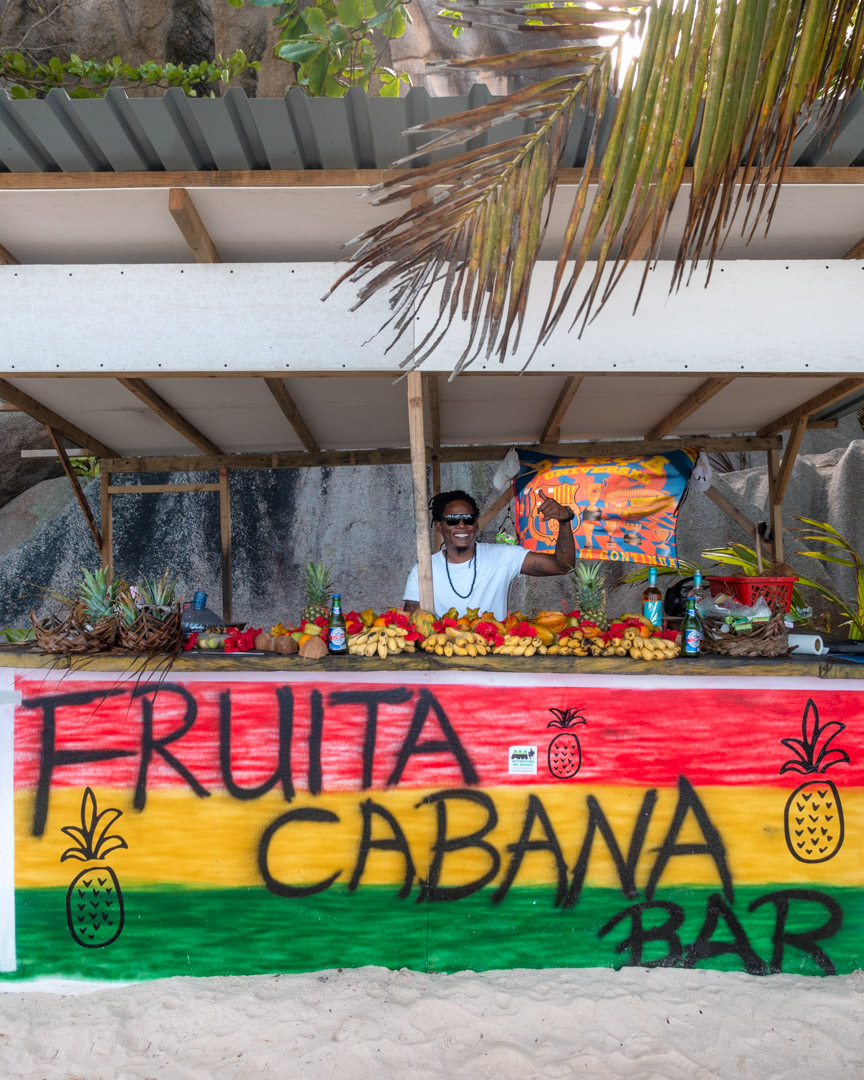 A fruit stand on La Digue