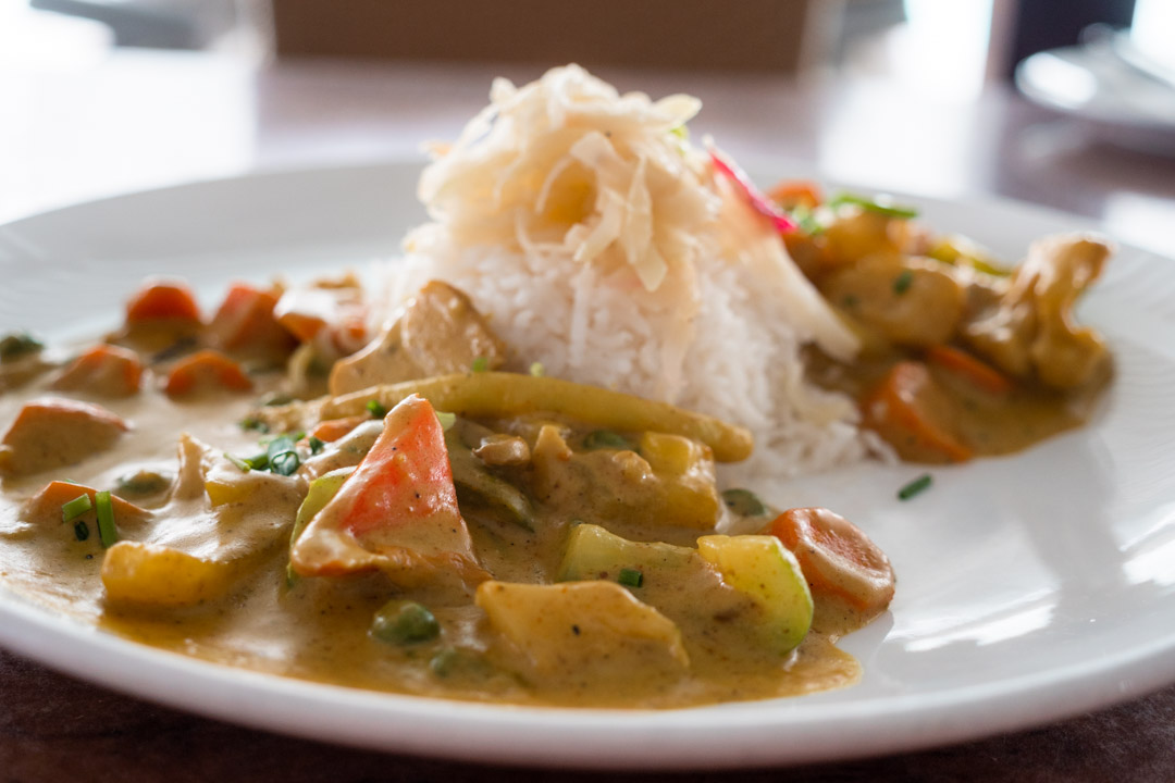 Vegetable curry with rice from Bravo Restaurant