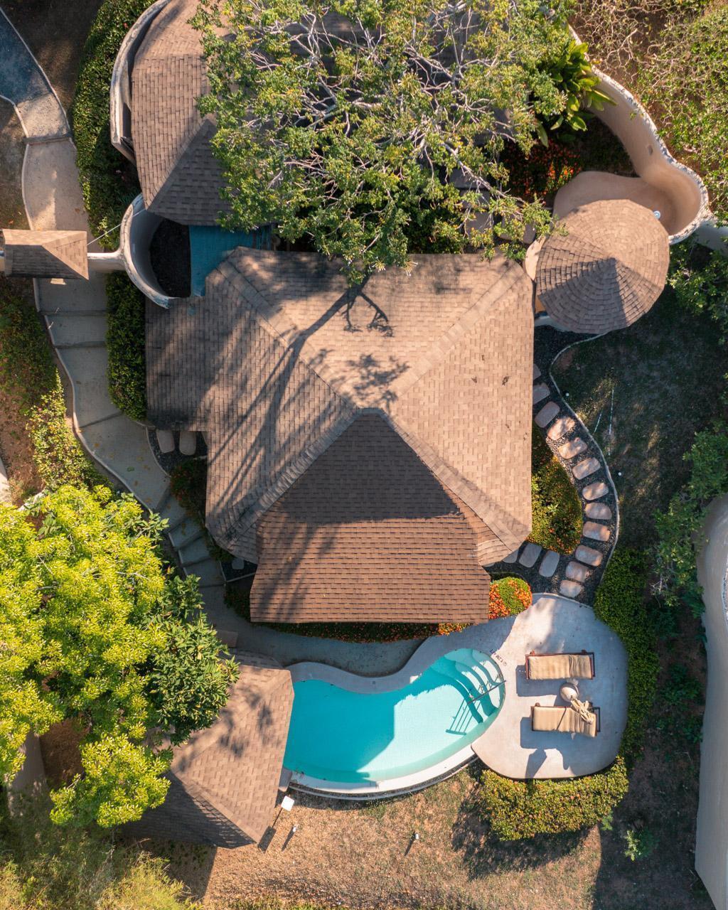 Villa drone shot top down