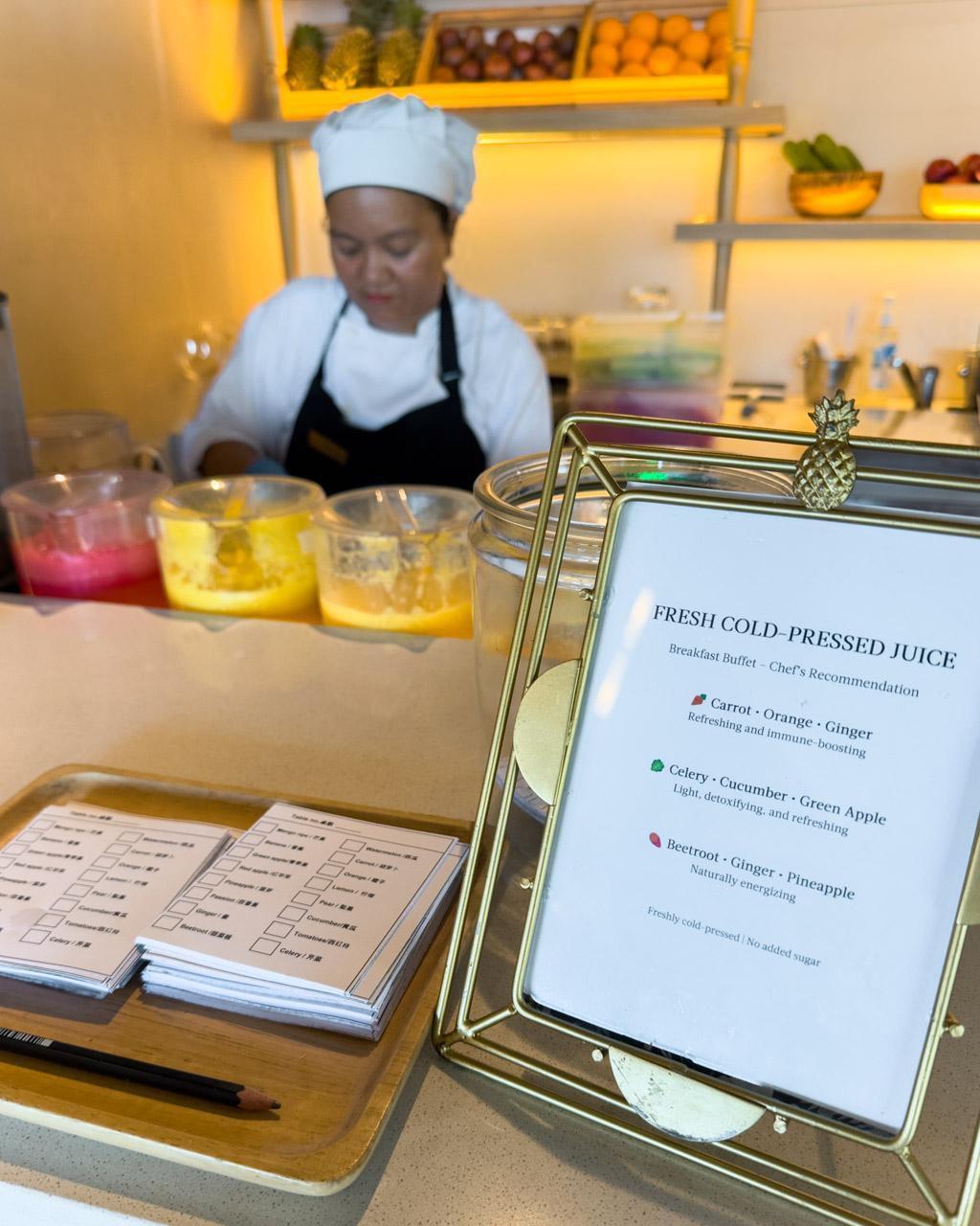 The cold-pressed juice bar at The Naka Island