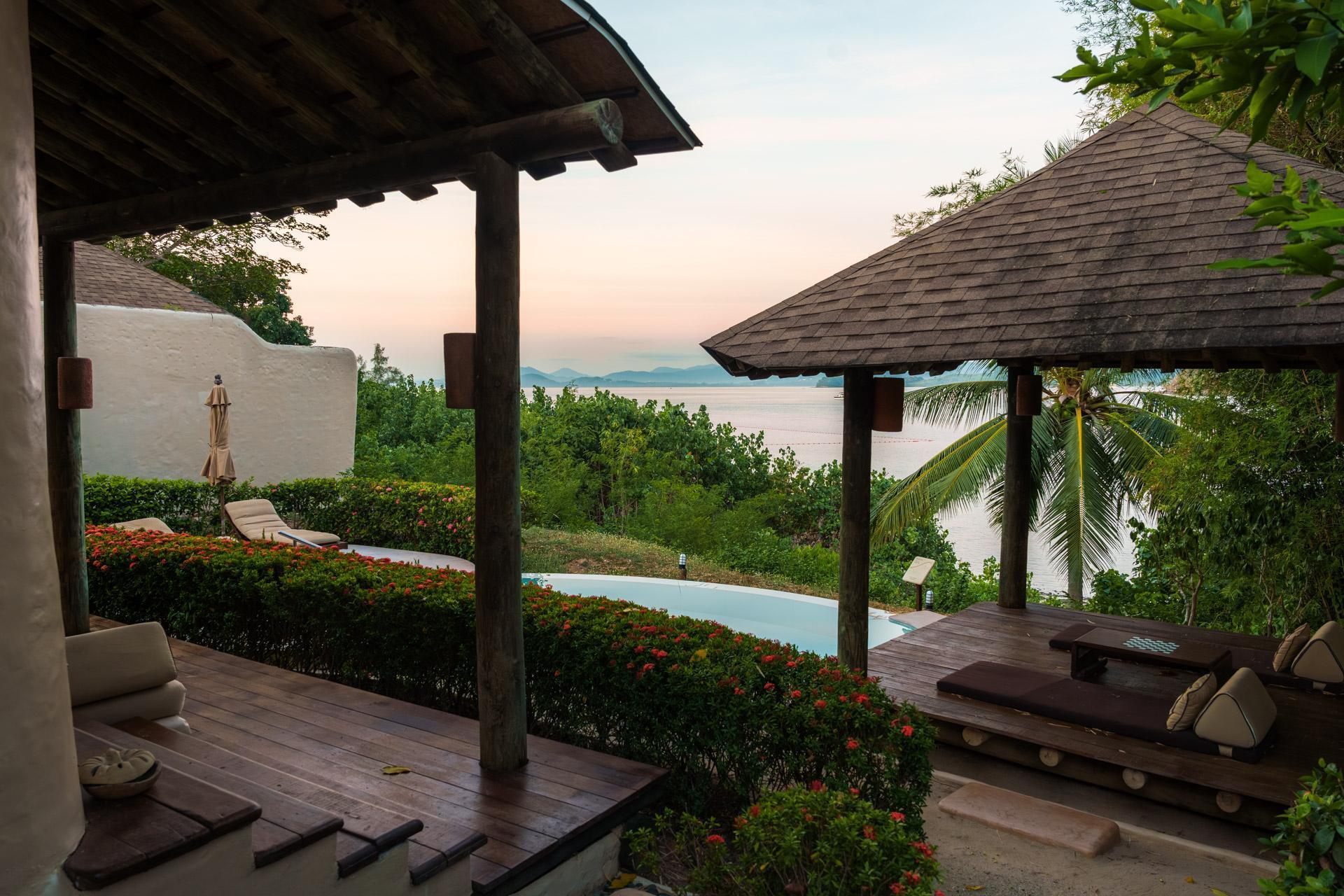 Sunset view from our villa at The Naka Island