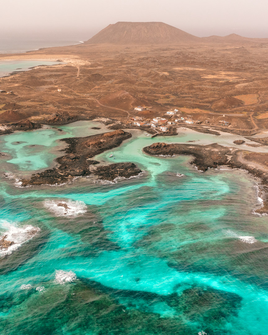 Lagoon and volcano on Lobos Island