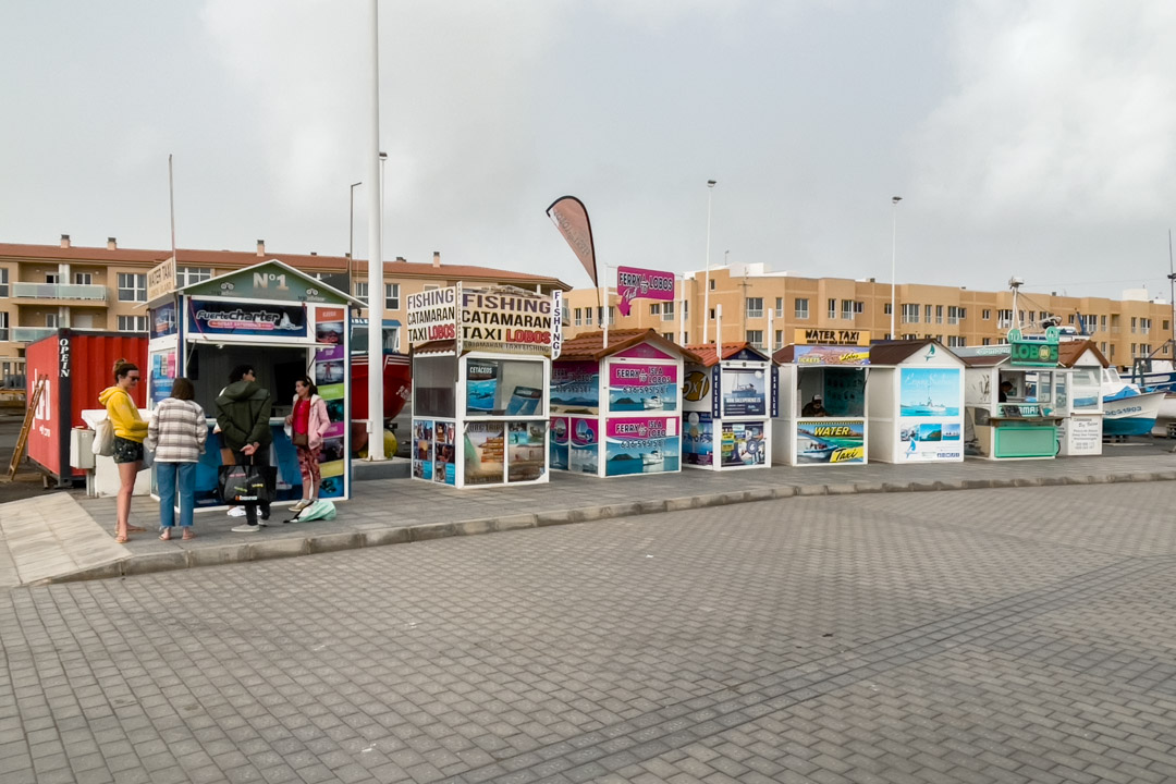 Ticket booths at the harbour in Corralejo
