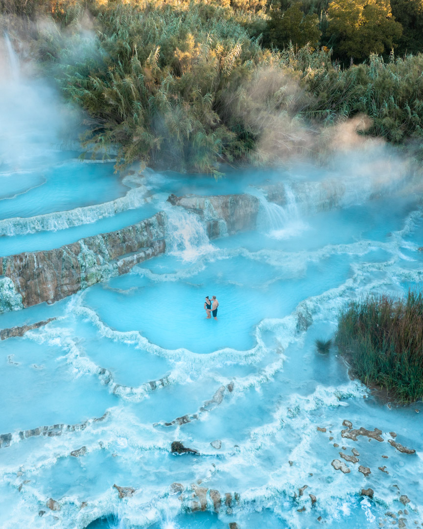 Bathing in the natural hot springs of Saturnia