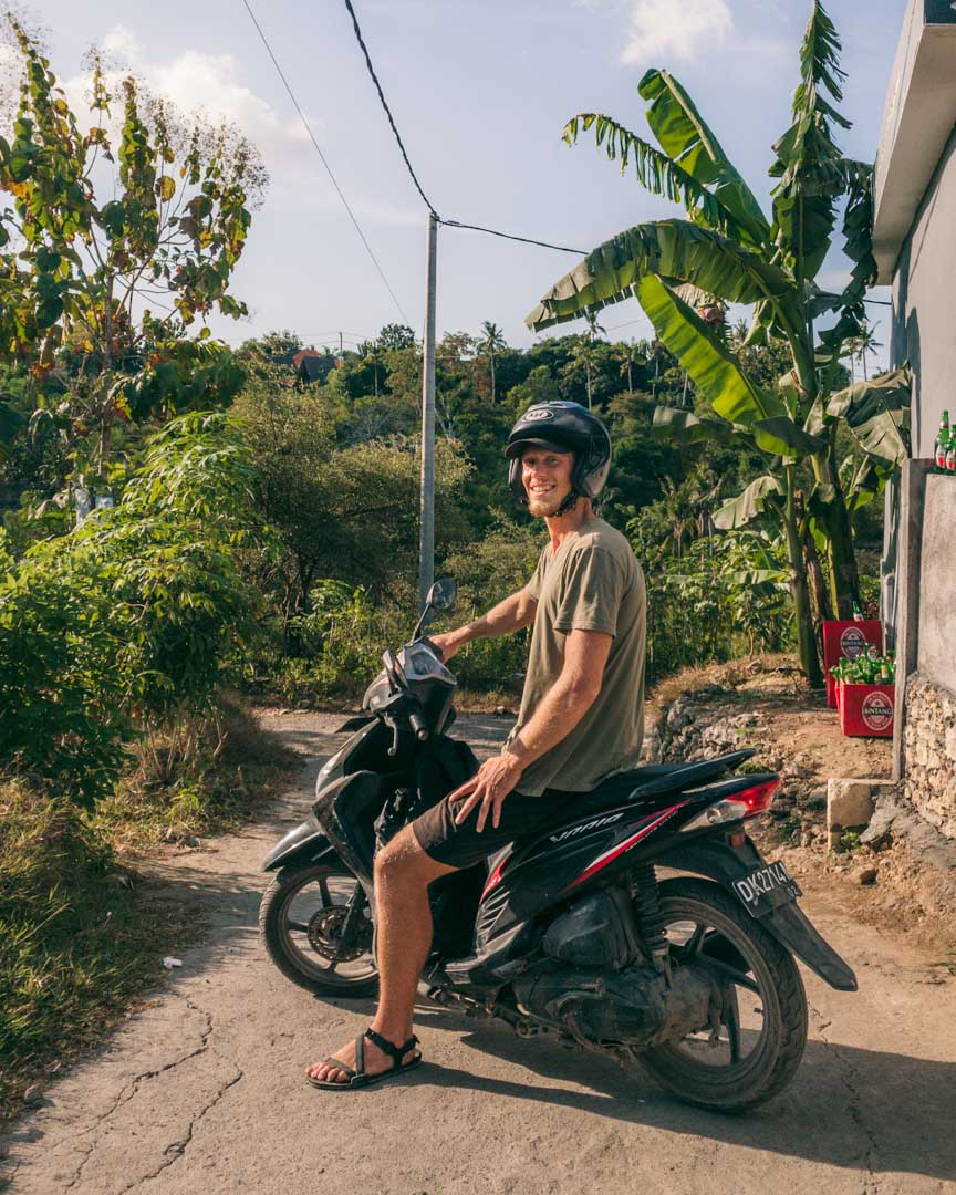 Alex on our flashy scooter on Nusa Penida