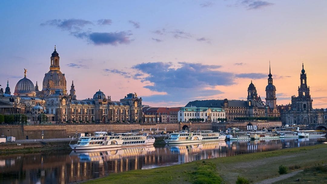 Dresden skyline in sunset