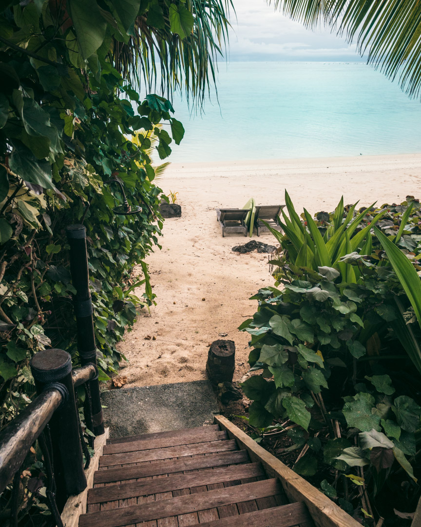 Stairs to the beach at Pacific Resort Aitutaki