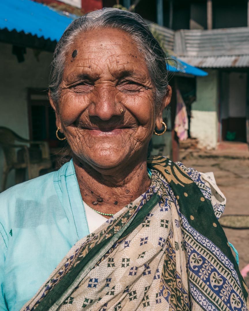 Older woman in traditional village near Pokhara
