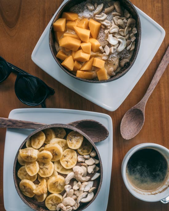 Our smoothie bowls and an americano.