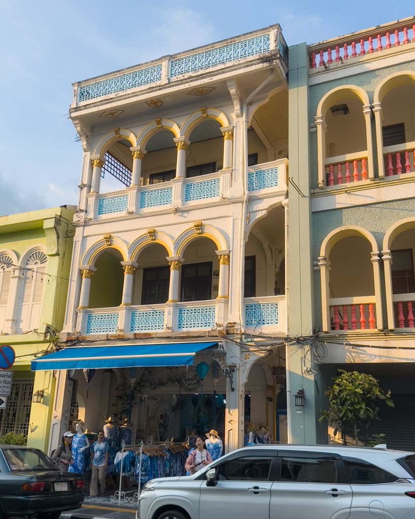 Blue clothes in a blue house in Phuket Old Town
