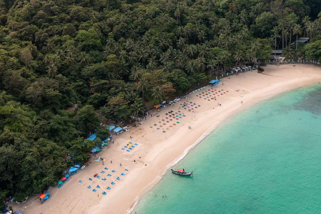 Freedom Beach seen from a drone perspective