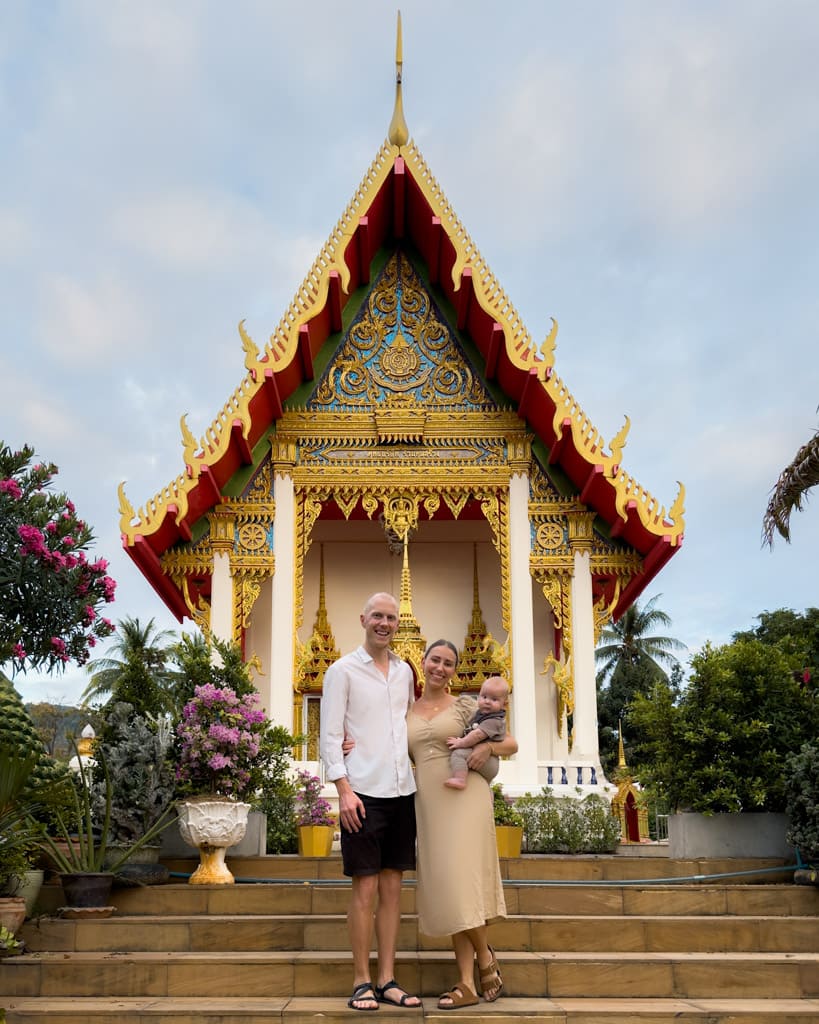 Alex, Victoria and Adrian in front of Karon Temple