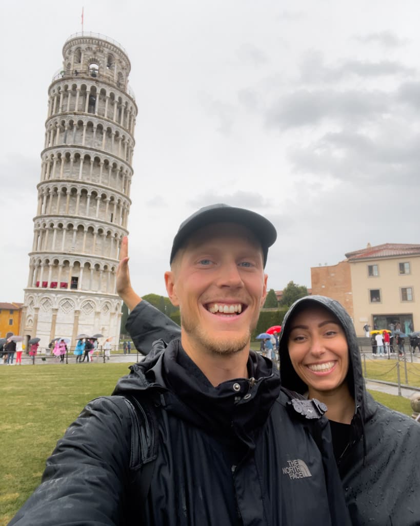 Alexander & Victoria in front of the Leaning Tower in Pisa