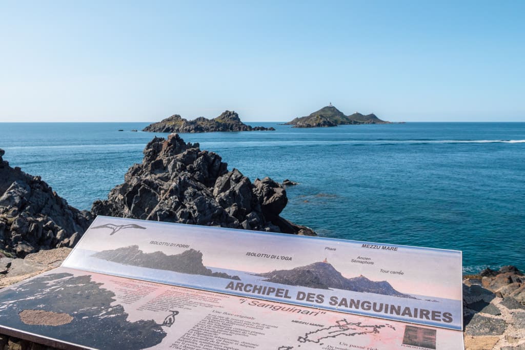 Sign with information about Iles Sanguinaires