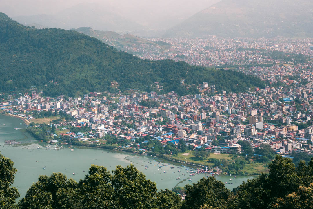 View from The World Peace Pagoda in Pokhara, Nepal